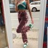 Trendy & Unique What's New '90s Bleach Tie Dye High Waist Straight Leg Jeans - Coffee