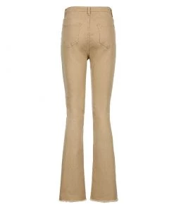 Trendy & Unique '90s High Waist Flayed Flare Hem Skinny Bell Jeans - Khaki 11 Trendy & Unique '90s High Waist Flayed Flare Hem Skinny Bell Jeans - Khaki