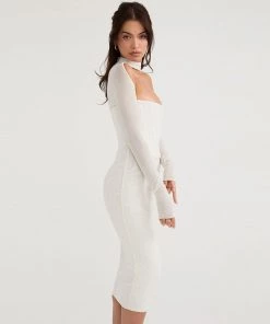 Trendy & Unique Sexy Cut Out Long Sleeve Mesh Corset Cocktail Midi Dress - White What's New