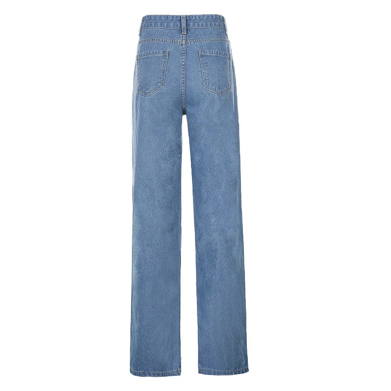 Trendy & Unique What's New Retro '90s Distressed Cutout High Waist Wide Leg Jeans - Blue 7 Trendy & Unique What's New Retro '90s Distressed Cutout High Waist Wide Leg Jeans - Blue