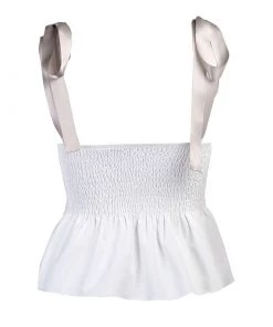 Trendy & Unique Adorable Tied Strap Pleated Trim Bustier Crop Top - White What's New 9 Trendy & Unique Adorable Tied Strap Pleated Trim Bustier Crop Top - White What's New