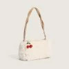 Trendy & Unique What's New Adorable Twist Shoulder Strap Zip Top Fluffy Shoulder Bag - White