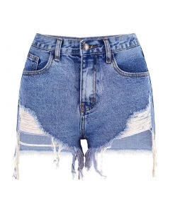 Trendy & Unique Asymmetric High Waist Cut Out Distressed Denim Shorts - Blue What's New 10 Trendy & Unique Asymmetric High Waist Cut Out Distressed Denim Shorts - Blue What's New