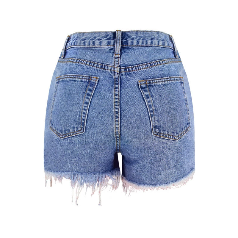 Trendy & Unique Asymmetric High Waist Cut Out Distressed Denim Shorts - Blue What's New 7 Trendy & Unique Asymmetric High Waist Cut Out Distressed Denim Shorts - Blue What's New