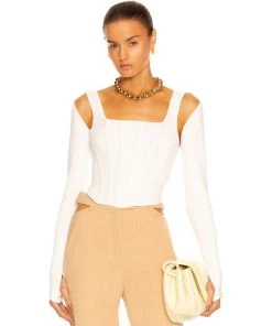 Trendy & Unique What's New Asymmetrical Style Long Sleeve Layered Shrug Crop Top - White