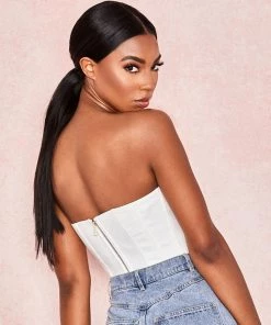 Trendy & Unique Chic Asymmetrical Sweetheart Neck Zip Back Boned Corset Top - White 9 Trendy & Unique Chic Asymmetrical Sweetheart Neck Zip Back Boned Corset Top - White