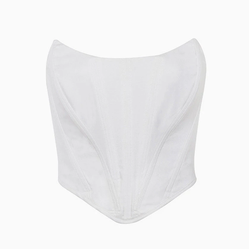 Trendy & Unique Chic Asymmetrical Sweetheart Neck Zip Back Boned Corset Top - White 6 Trendy & Unique Chic Asymmetrical Sweetheart Neck Zip Back Boned Corset Top - White