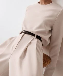 Trendy & Unique Athflow Long Sleeve Crop Top Wide Leg Pant Matching Set - Khaki What's New