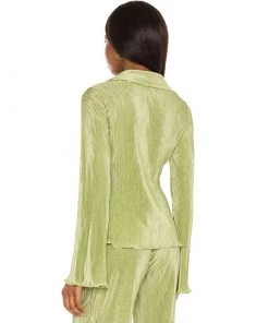 Trendy & Unique Athflow Shirred Blouse Wide Leg Pant Matching Set - Sage Green