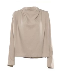 Trendy & Unique Athflow Solid Color Draped High Neck Long Sleeve Top - Khaki 8 Trendy & Unique Athflow Solid Color Draped High Neck Long Sleeve Top - Khaki