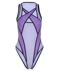 Trendy & Unique Athletic Contrast Suspender Strap Crisscross Mesh Bodysuit - Purple What's New 10 Trendy & Unique Athletic Contrast Suspender Strap Crisscross Mesh Bodysuit - Purple What's New