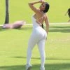 Trendy & Unique What's New Athletic Deep V Neck Crossed Backless Honeycomb Jumpsuit - White