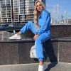 Trendy & Unique Athletic Style Kitty Hooded Zip Up Long Sleeve Jumpsuit - Blue 1 Trendy & Unique Athletic Style Kitty Hooded Zip Up Long Sleeve Jumpsuit - Blue