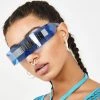 Trendy & Unique Back To The Future Wrap Around Shield Sunglasses - Blue What's New