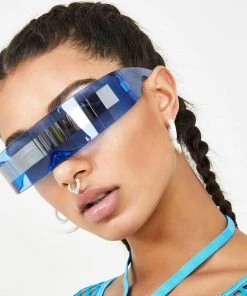 Trendy & Unique Back To The Future Wrap Around Shield Sunglasses - Blue What's New