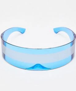 Trendy & Unique Back To The Future Wrap Around Shield Sunglasses - Blue What's New