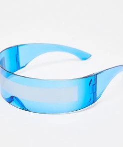 Trendy & Unique Back To The Future Wrap Around Shield Sunglasses - Blue What's New