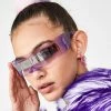 Trendy & Unique Back To The Future Wrap Around Shield Sunglasses - Purple What's New