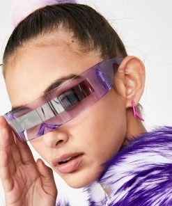 Trendy & Unique Back To The Future Wrap Around Shield Sunglasses - Purple What's New