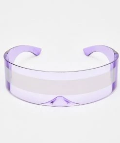 Trendy & Unique Back To The Future Wrap Around Shield Sunglasses - Purple What's New