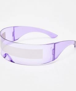 Trendy & Unique Back To The Future Wrap Around Shield Sunglasses - Purple What's New