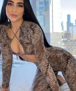 Trendy & Unique Backless Long Sleeve High Waist Tie Dye Pant Matching Set - Gray What's New