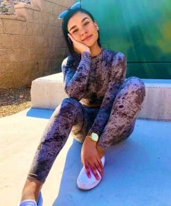 Trendy & Unique Backless Long Sleeve High Waist Tie Dye Pant Matching Set - Gray What's New