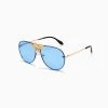Trendy & Unique What's New Iconic Look Bee Embellishment Gradient Aviator Sunglasses - Blue 2 Trendy & Unique What's New Iconic Look Bee Embellishment Gradient Aviator Sunglasses - Blue