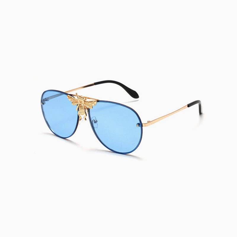 Trendy & Unique What's New Iconic Look Bee Embellishment Gradient Aviator Sunglasses - Blue 3 Trendy & Unique What's New Iconic Look Bee Embellishment Gradient Aviator Sunglasses - Blue