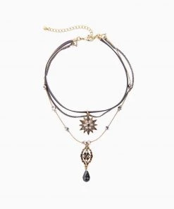 Trendy & Unique Charm The Party Rhinestone Pendant Layered Necklace - Black