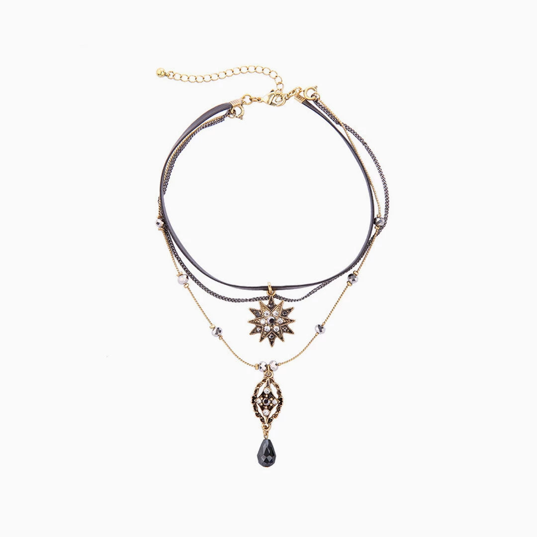 Trendy & Unique Charm The Party Rhinestone Pendant Layered Necklace - Black 3 Trendy & Unique Charm The Party Rhinestone Pendant Layered Necklace - Black