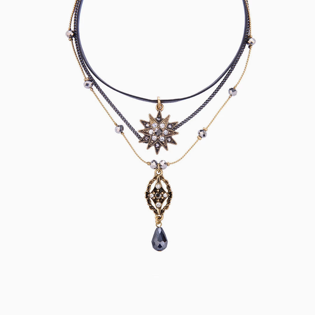 Trendy & Unique Charm The Party Rhinestone Pendant Layered Necklace - Black 5 Trendy & Unique Charm The Party Rhinestone Pendant Layered Necklace - Black