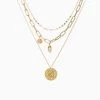 Trendy & Unique Party Ready Coin Pendant Chain-Link Layered Necklace - Gold
