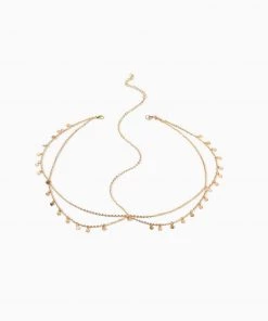 Trendy & Unique The Boho Holiday Coins Details Crisscross Hair Chain - Gold