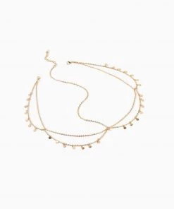 Trendy & Unique The Boho Holiday Coins Details Crisscross Hair Chain - Gold