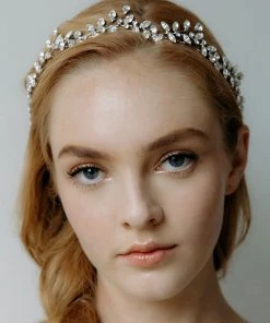 Trendy & Unique What's New Boho Rhinestone Leaf Motif Embellished Headband - Silver