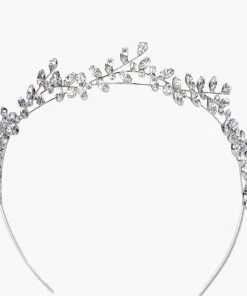 Trendy & Unique What's New Boho Rhinestone Leaf Motif Embellished Headband - Silver