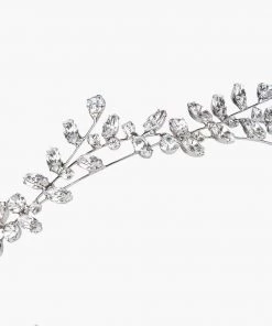 Trendy & Unique What's New Boho Rhinestone Leaf Motif Embellished Headband - Silver