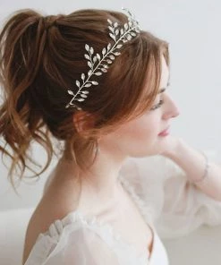 Trendy & Unique What's New Boho Style Rhinestone Leaf Embellished Halo Headband - Silver