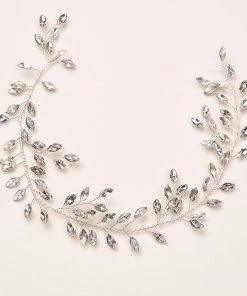 Trendy & Unique What's New Boho Style Rhinestone Leaf Embellished Halo Headband - Silver