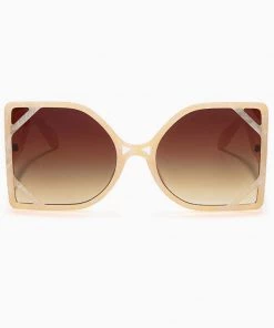 Trendy & Unique Star Look Bold Oversized Asymmetric Gradient Sunglasses - Nude What's New