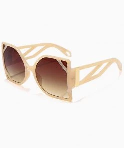 Trendy & Unique Star Look Bold Oversized Asymmetric Gradient Sunglasses - Nude What's New