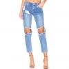 Trendy & Unique Boyfriend Style Cut Out Faded Frayed Skinny Jeans - Dark Blue What's New