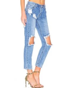 Trendy & Unique Boyfriend Style Cut Out Faded Frayed Skinny Jeans - Dark Blue What's New