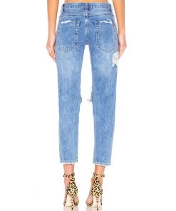 Trendy & Unique Boyfriend Style Cut Out Faded Frayed Skinny Jeans - Dark Blue What's New