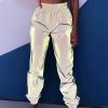 Trendy & Unique What's New Boyfriend Style Reflective Elastic High Waist Joggers - Gray