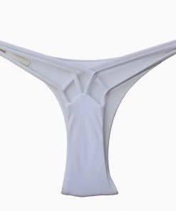 Trendy & Unique What's New Brazilian Solid Color Cut Out Crisscross Strappy Bikini Thong Bottom - White