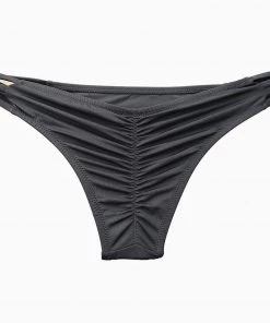 Trendy & Unique Brazilian Solid Color Crisscross Strappy Side Scrunch Bikini Bottom - Black What's New