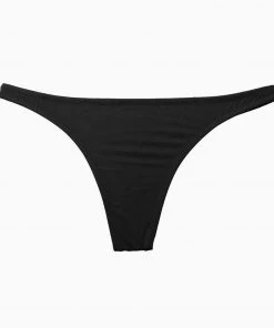 Trendy & Unique What's New Brazilian Solid Color High Cut Ruched Bikini Thong Bottom - Black