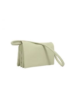 Trendy & Unique Bright Pure Color Fold Over Leather Baguette Bag - Light Green What's New